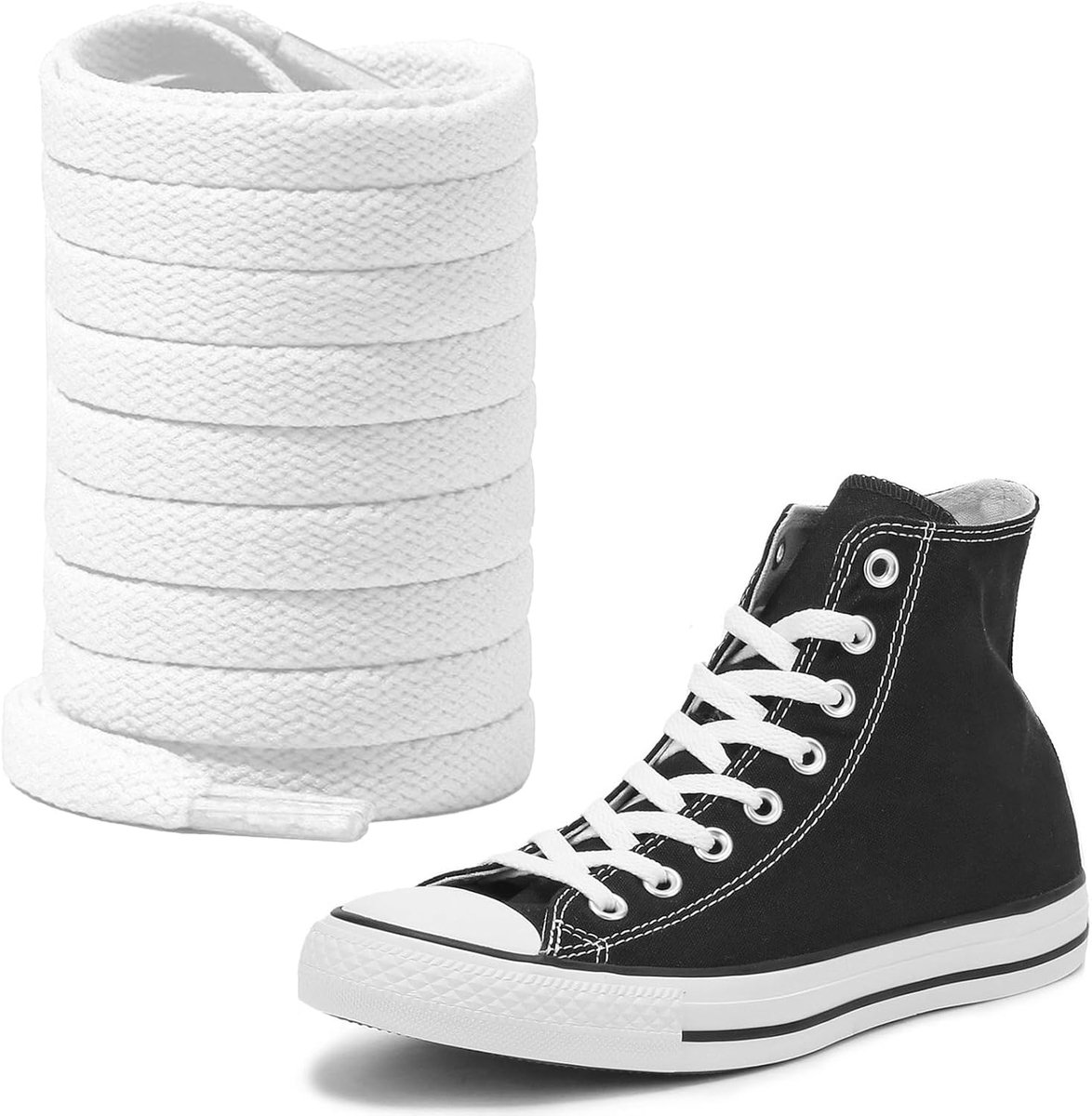 8mm Brede Platte Veters voor Converse Hoge Top, Kwaliteit Katoenen Lange Veters voor Sneakers en Sportschoenen