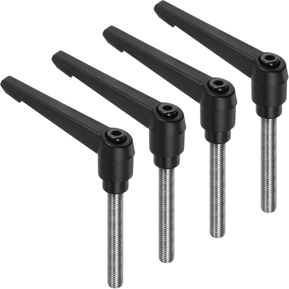4 stuks klemhendels, M10 x 60 mm schroefdraad van roestvrij staal 304, verstelbare handgrepen met snelspan-ratelknop, zwart