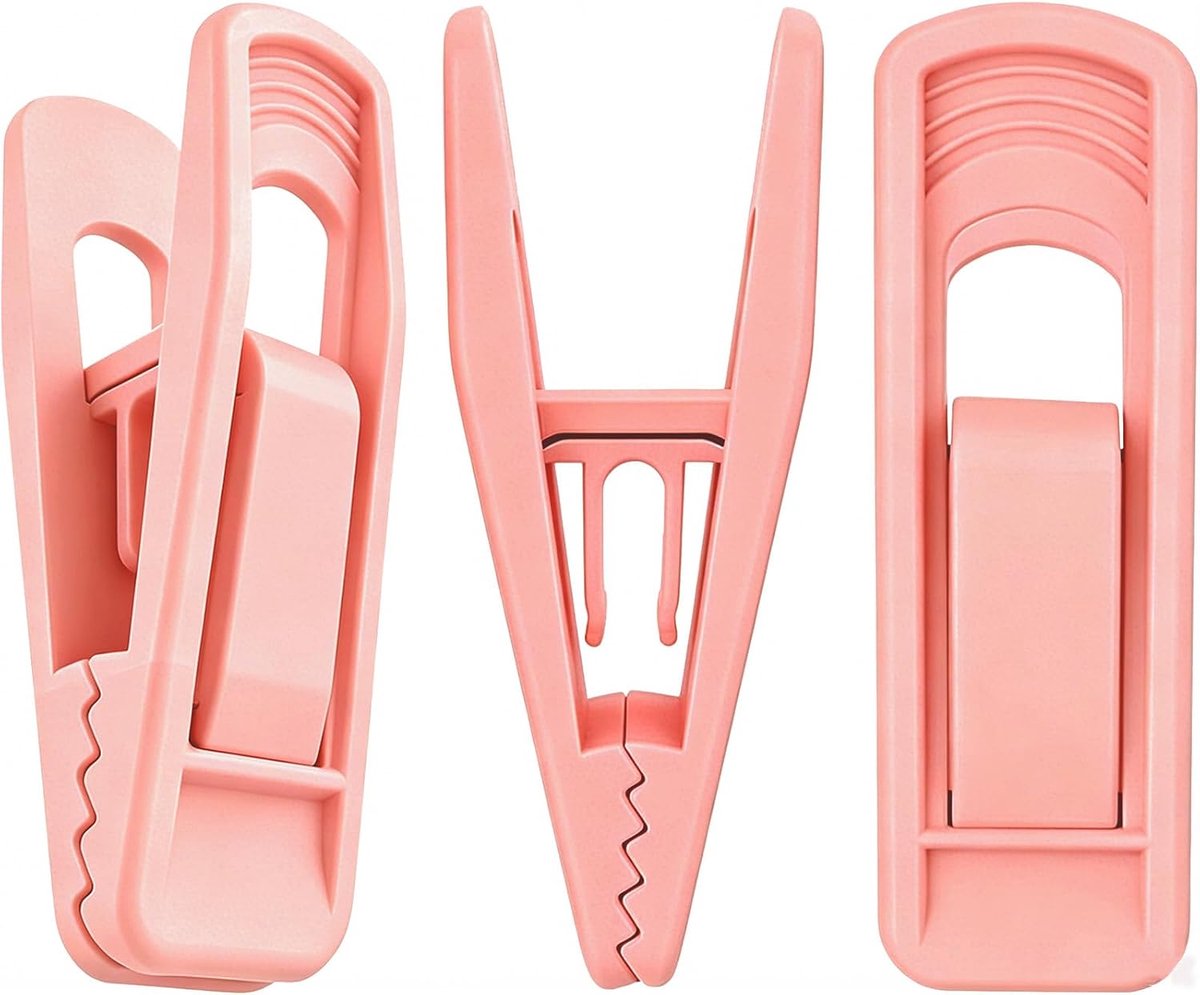 Set van 20 fluwelen kleerhangers, vingerbroekclips voor fluweelvlokken, kledingspelden (roze (kunststof))