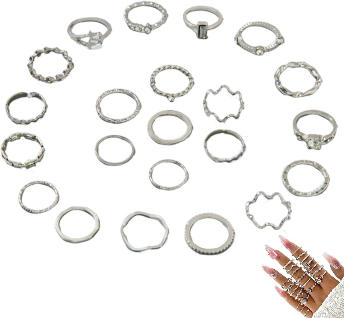 22 stuks stapelbare damesring, elegante set voor dagelijks gebruik, modieuze stapelring met minimalistische vingers
