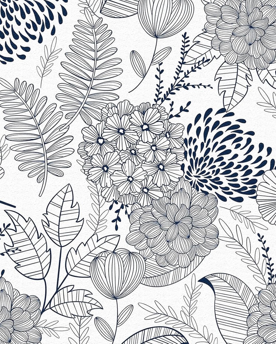 Blauw bloemenbehang,zelfklevend,44x600cm,boho-stijl,bloemen,natuur,woonkamer,slaapkamer,badkamer,keuken,meubels,renovatie,folie,plakbehang,waterdicht,verwijderbaar,wandbekleding