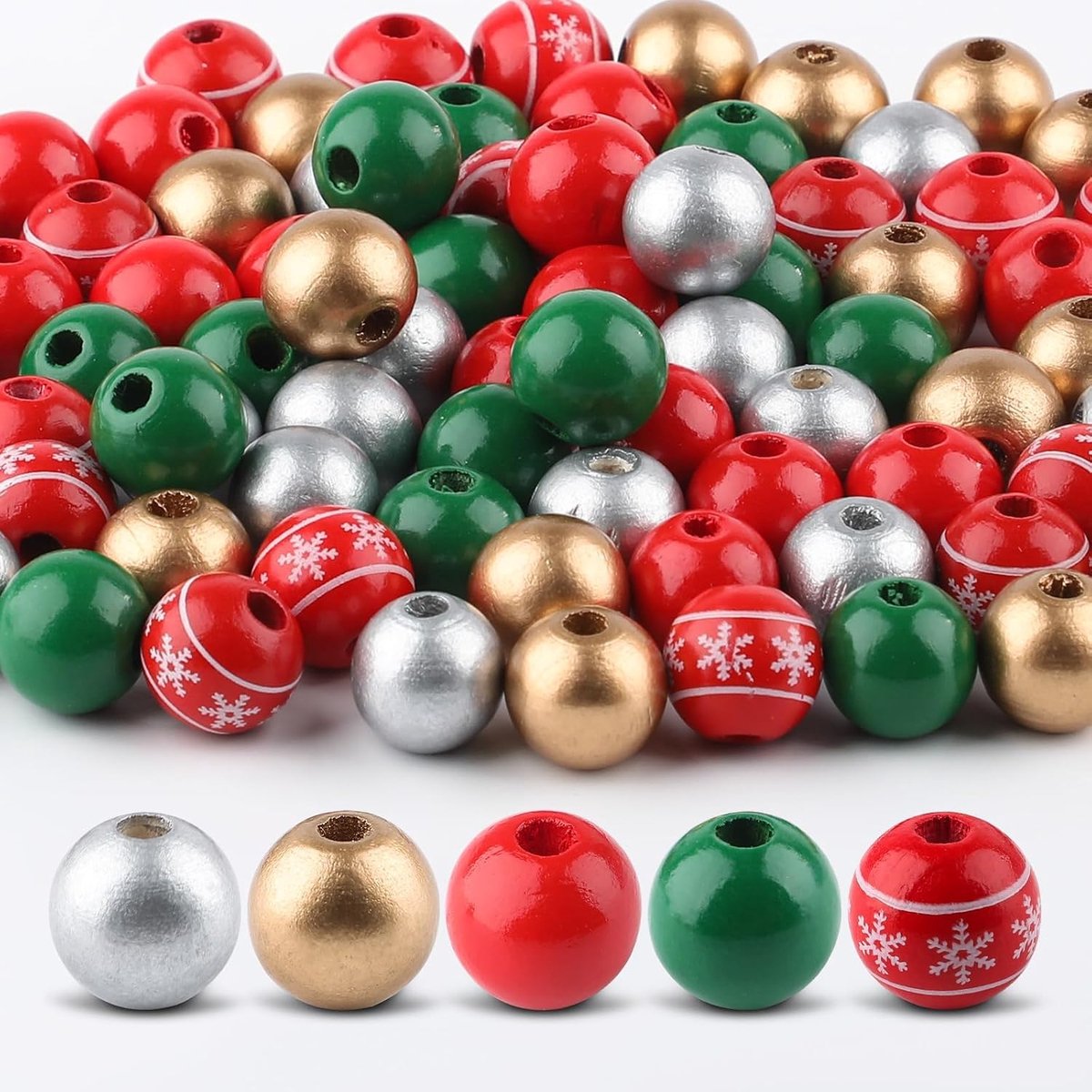 Kralen, 5 stijlen, 16 mm, geschilderde losse kralen voor doe-het-zelf sieraden armbanden maken kerstdecoratie, knutselset