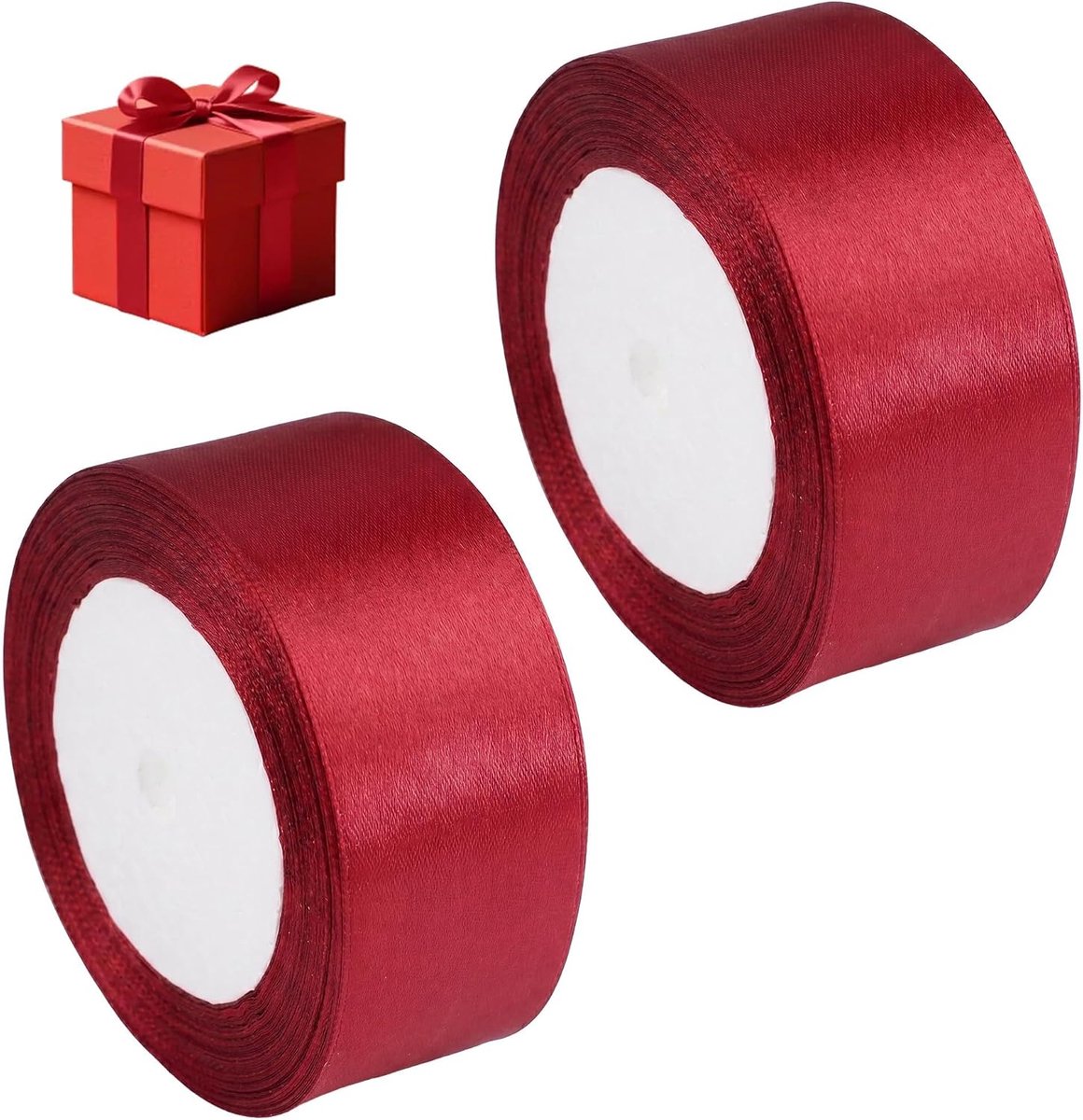 44 Meter Geschenklint Rood Breed, 40mm Satijnen Linten, Solide Stoffen Lint | Decoratief Cadeaulint, Geschenkverpakking, Rol voor Valentijnsdag, Knutselen, Verjaardag, Bruiloft, Kerstmis, Kunsthandwerk