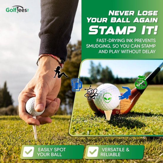 Golfbal Stempel Marker - Bal Markeer Stempel - Golfbal Markeren - Sneldrogende Inkt - 04 inch rond - Rood — afbeelding 4