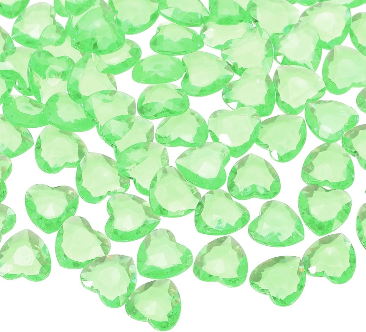50 stuks acryl strass hart, 12 mm, platte bodem, glas, hart, edelsteen, voor glasdecoratie, kunsthandwerk, schilderen, tafeldecoratie, bruiloft, lichtgroen