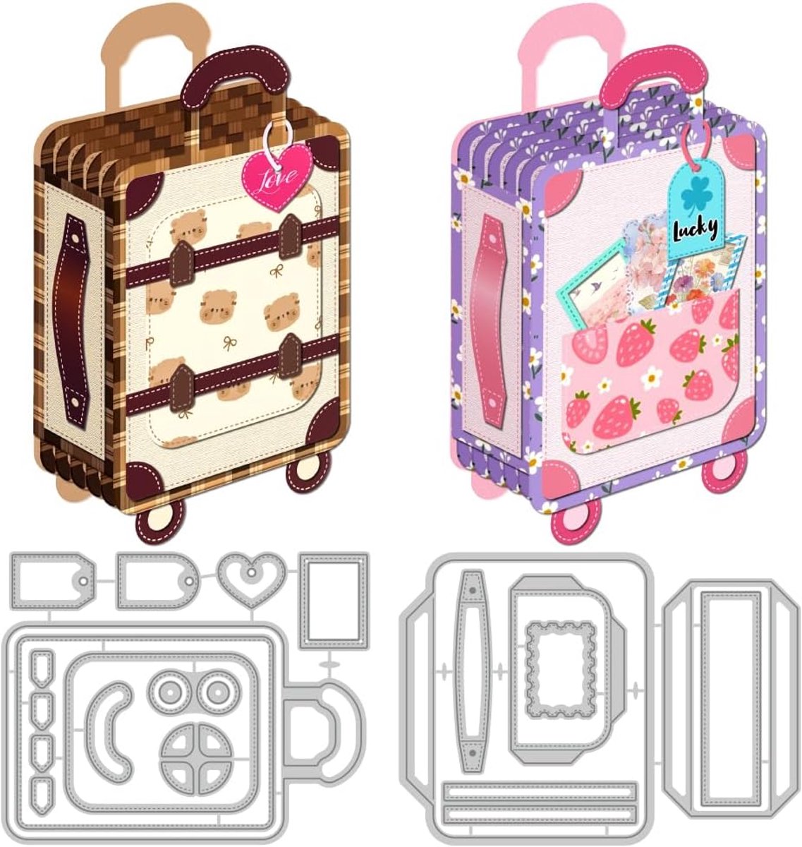 3D reiskoffer metalen stansvormen koolstofstaal sjablonen scrapbooking embossjablonen voor het maken van kaarten DIY knutselen wenskaarten geschenkdoos