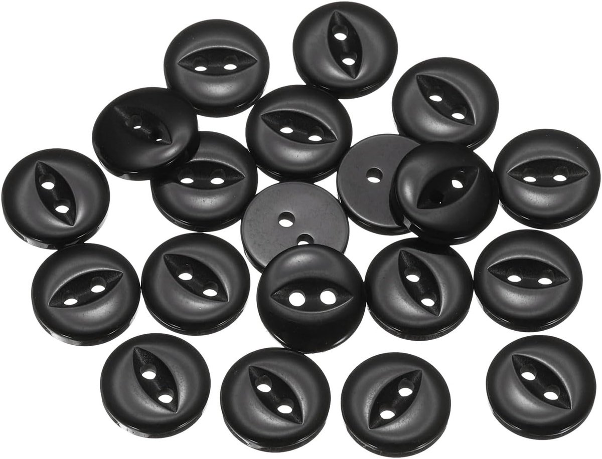 20 stuks 20 l zwarte ronde naaiknopen 12,5 mm 1/2 inch hars 2 gaten visoog handwerk reserveknop voor handwerk broeken jurk rok kleding sluitknopen