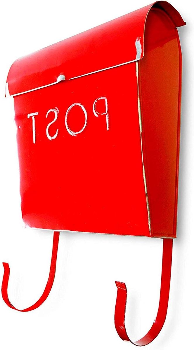 Brievenbus met krantenvak - Wandmontage brievenbus - Post ontvangen - Roestwerende poedercoating - 30 x 28 x 10cm - Rustiek rood
