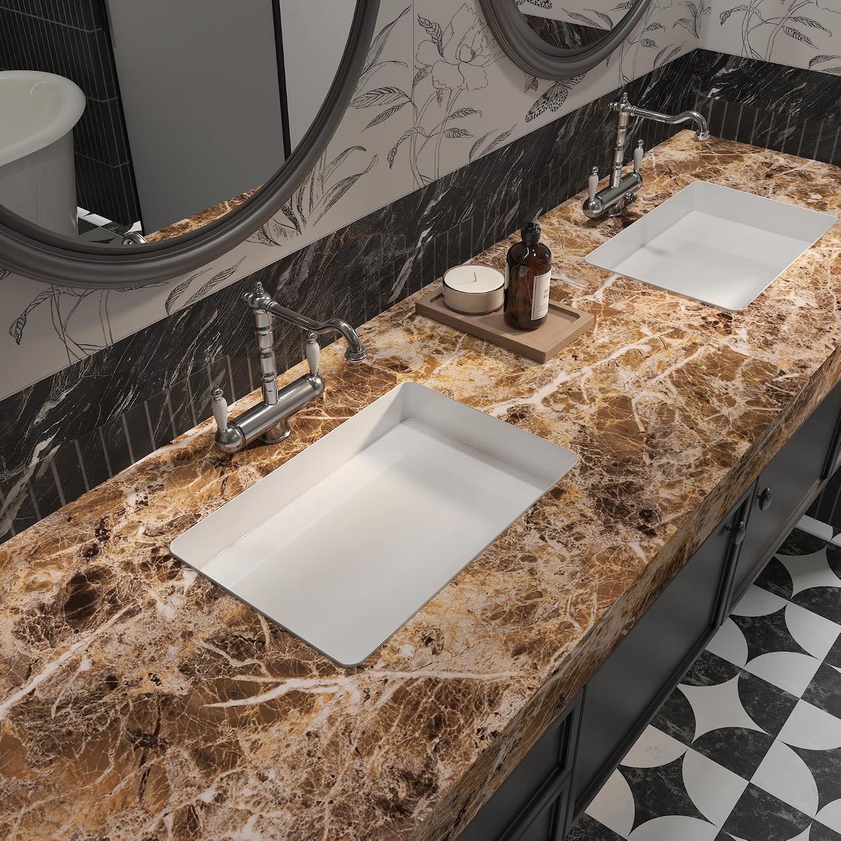 Behang Marmer Bruin Wit Steen Effect Adhesief Vinyl Waterdicht Extra Dik Voor Meubels Graniet Keuken Badkamer Wanddecoratie Renovatie Duurzaam AntiVocht