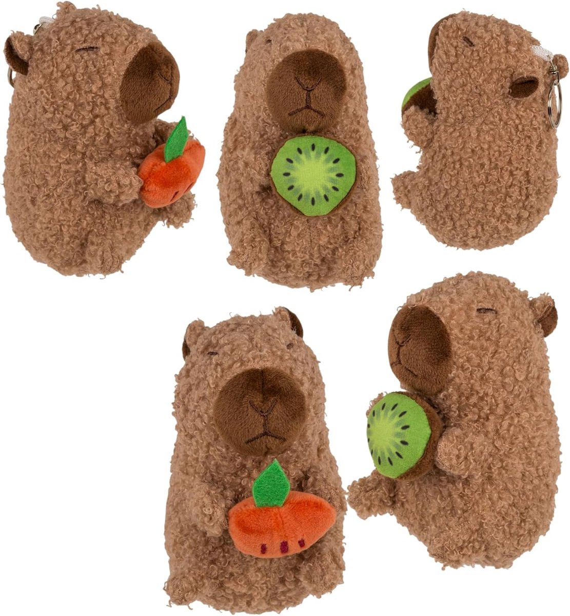 Capibara van pluche met vruchten, 10 cm, polyester