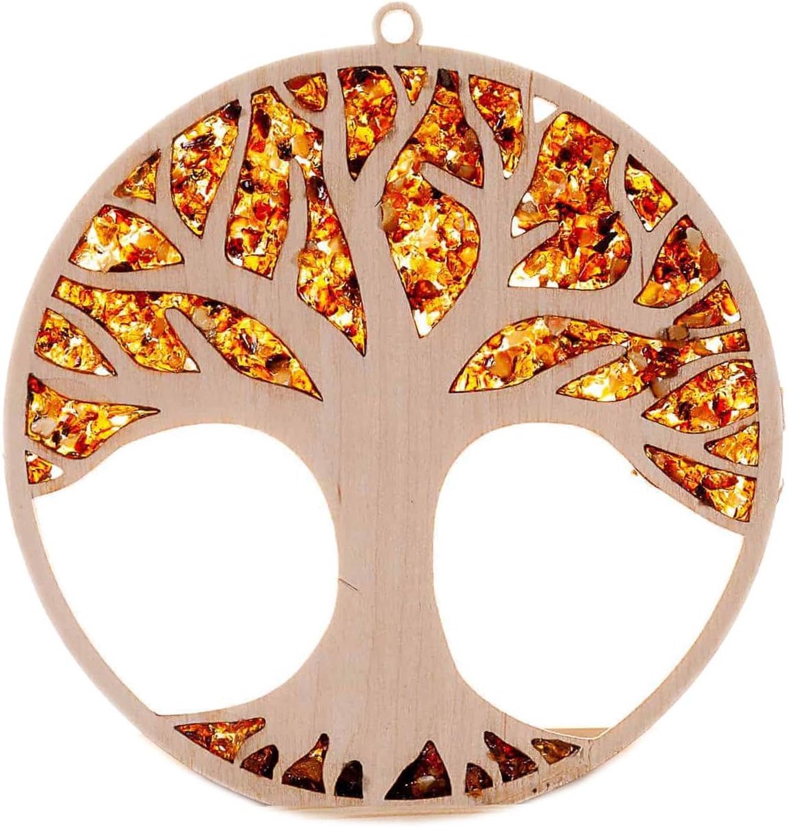 Zonnevanger Suncatcher Amber van berkenhout, levensboom, bekleding, raamdecoratie, Ø 10