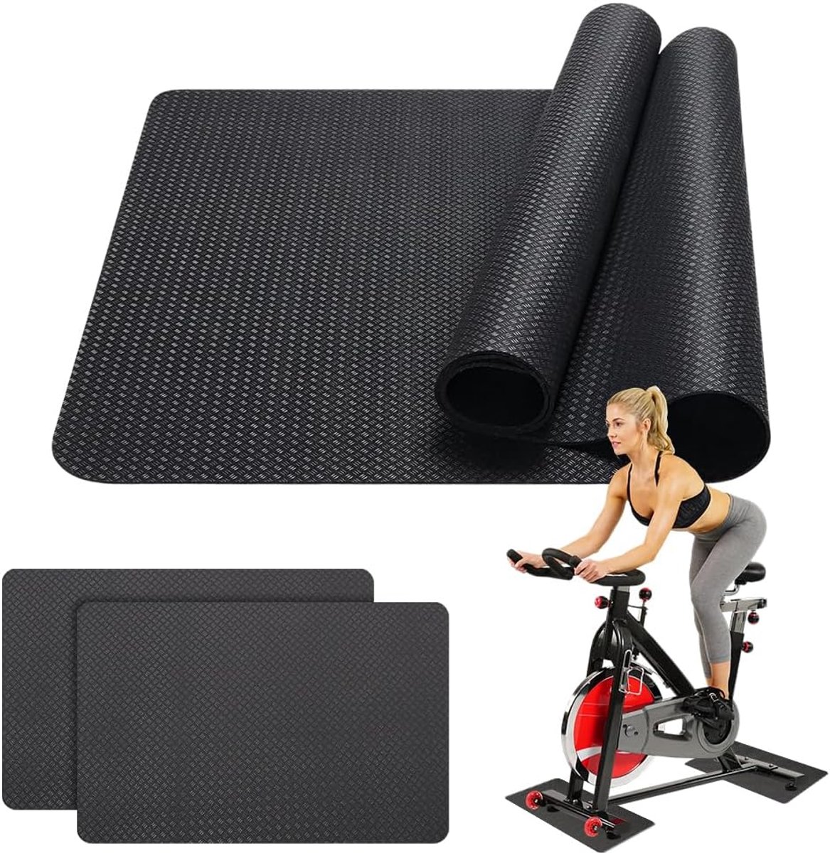 5 mm dik, sportmat, fitnessmat, antislip, onderlegmat voor fitnessapparaten, 2 stuks, voor thuis, gym, sporttoestellen, hometrainer, loopband, ellipsentrainer, ook als