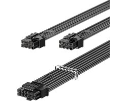 PCIe 5.0 voedingskabel 70cm - 16pin (12+4) 12VHPWR-connector voor RTX 4070ti 4080 4090 naar 2x8pin (6+2) PCI-e mannelijke stekkers GPU-omhuld snoer compatibel voor ASUS EVGA Seasonic Modulaire