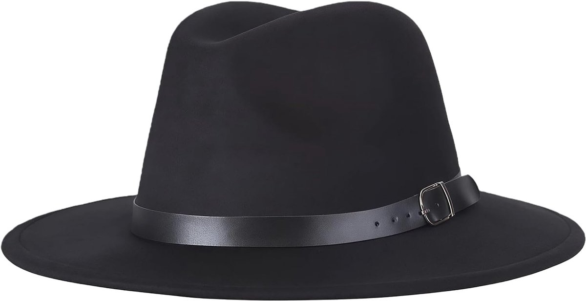 Klassieke Fedora-hoed met brede rand en gesp, vilten Panamahoed voor dames en heren, rood, zwart, 6 7/8-7 1/8