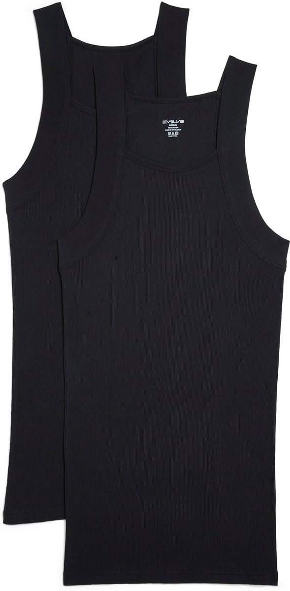 Katoenen comfortabele vierkante tanktop voor heren, multipack, Zwart, M