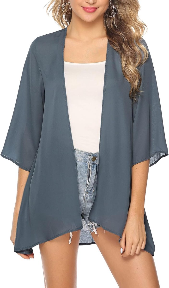 Vrouwen Chiffon Kimono Vesten Boho Beach Cover Up Lichtgewicht Bloemen Kimono Vesten Zomer Open Front Beachwear voor Dames