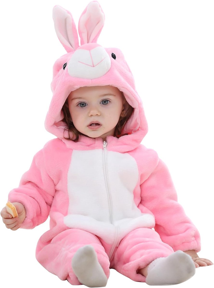 Winterrompertje voor baby's, uniseks, dieren, schattig, flanel, rompers met capuchon, kinderen, pyjama, jumpsuit voor jongens en meisjes, 2-36 maanden