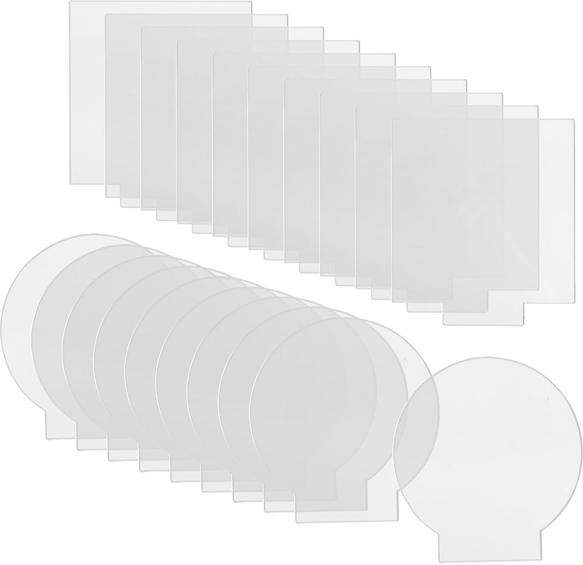 20 stuks acrylplaat, transparant, vierkant en rond, transparante kunststof plaat, 2 mm, acrylplaten voor doe-het-zelf, led-lichtbasis
