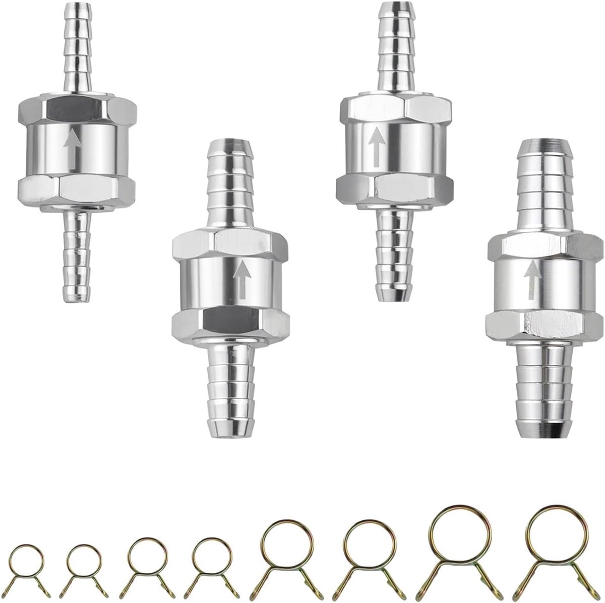 4 stuks Aluminium Klep Terugslagklep Met 8 Veerklemmen 6/8/10/12 mm Brandstof Terugslagklep Voor Brandstofsystemen Van Motorvoertuigen Schepen en Motorfietsen