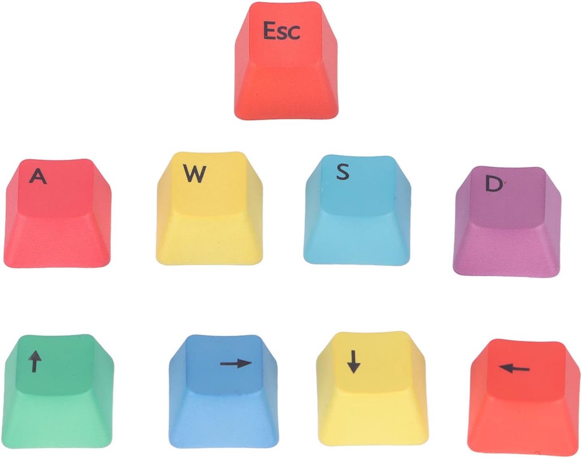 mechanische toetsen voor WASD-toetsen, pijltoetsen, gepersonaliseerde PBT-keycapset, 9-delig, ergonomische set