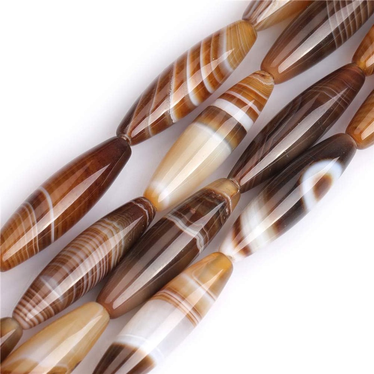 Natuurlijke bruine Botswana onyx agaat edelsteen rijst olijf ovaal 8 x 30 mm halfedelstenen losse kralen voor het maken van sieraden 30 cm