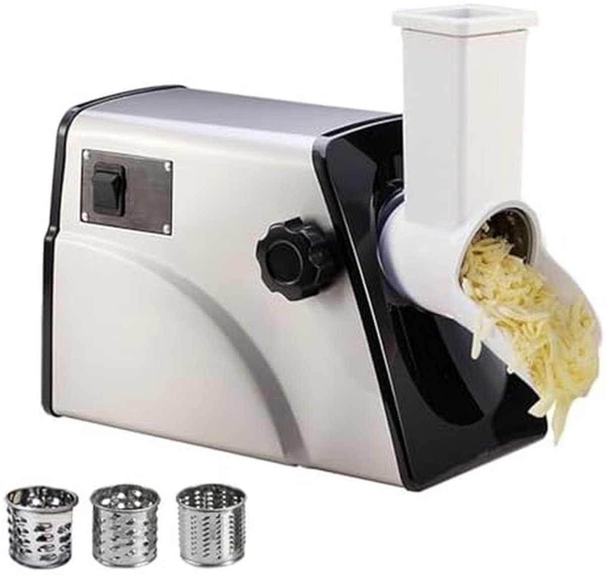Elektrische Kaasrasp - Roterende Rasp - Snel Ingrediënten Raspen - Hoge Efficiëntie - 500g per minuut - Zilver