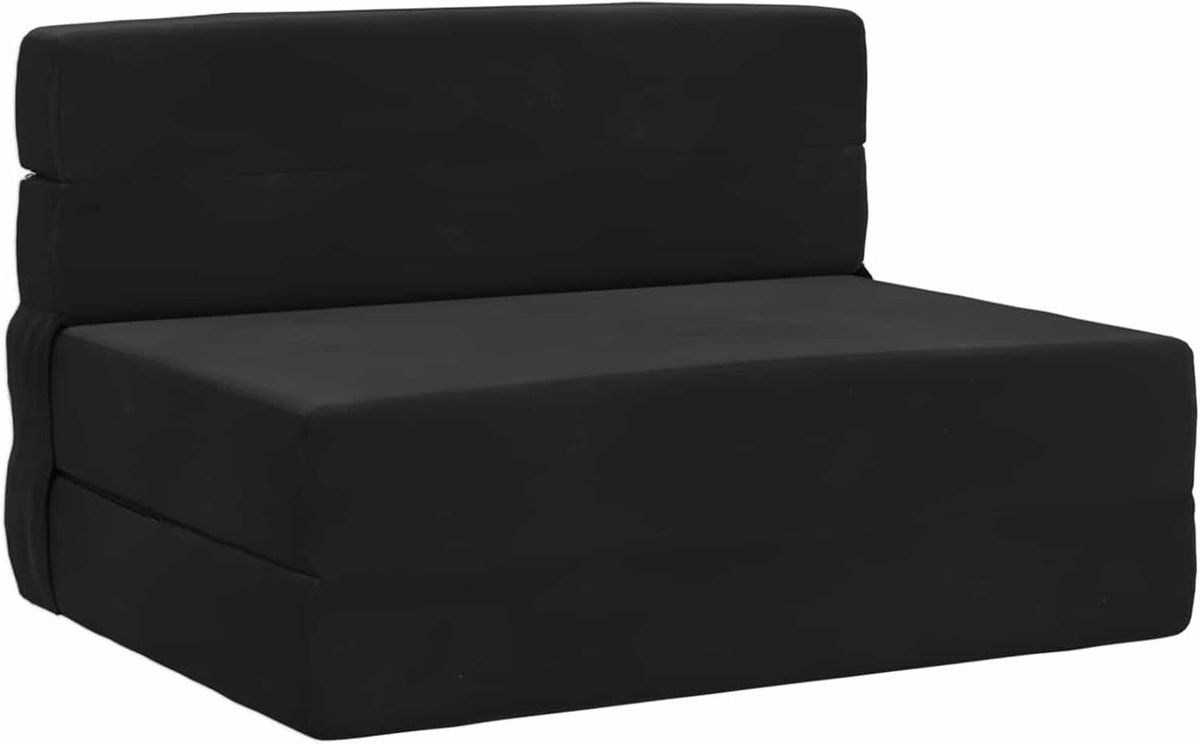 Vouwbank bed zwart 190 x 100 x 15 cm fluweel, converteerbare loungebank als logeerbed Boneless sofa vloerbank voor woonkamer slaapkamer 900113