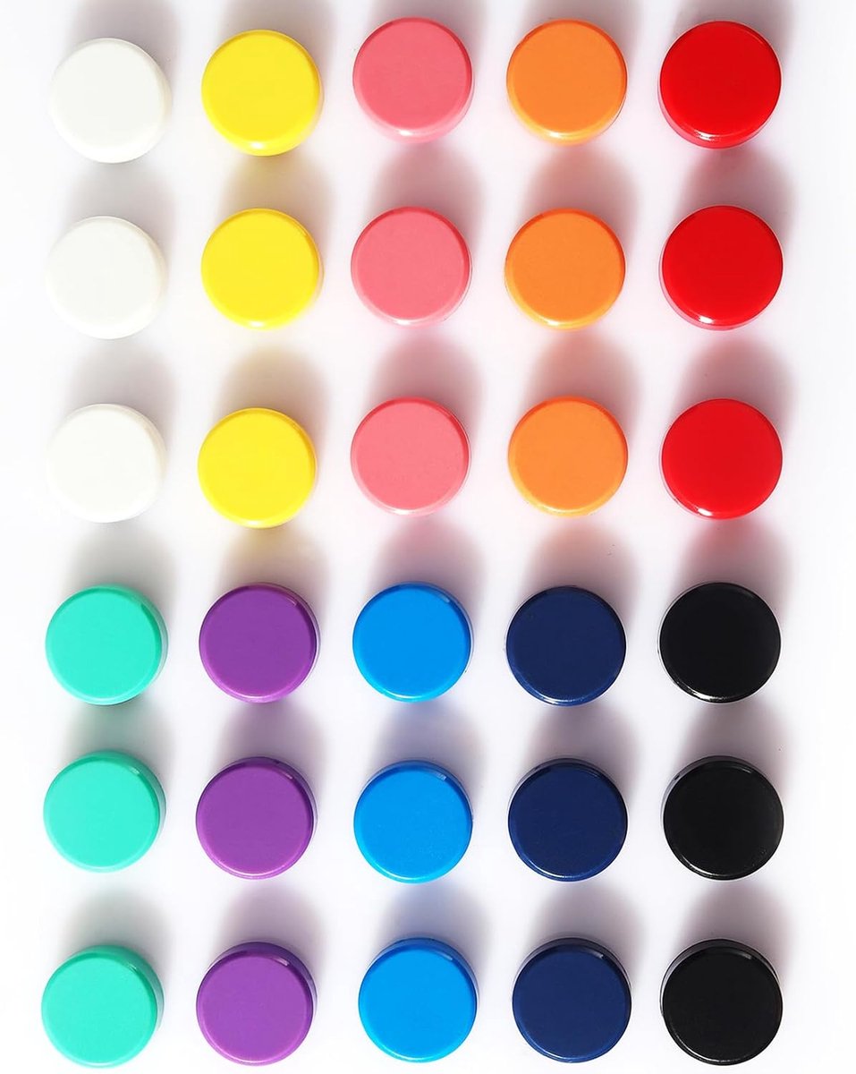 Magneten voor Magneetbord, Whiteboard, Koelkast - Kleurrijke Bordmagneten (30 Stuks)