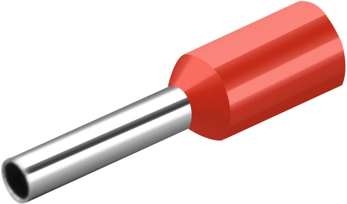1000 stuks E1008 AWG 18/1,0 mm² koperen krimpkabelschoenen vinyl geïsoleerd rood