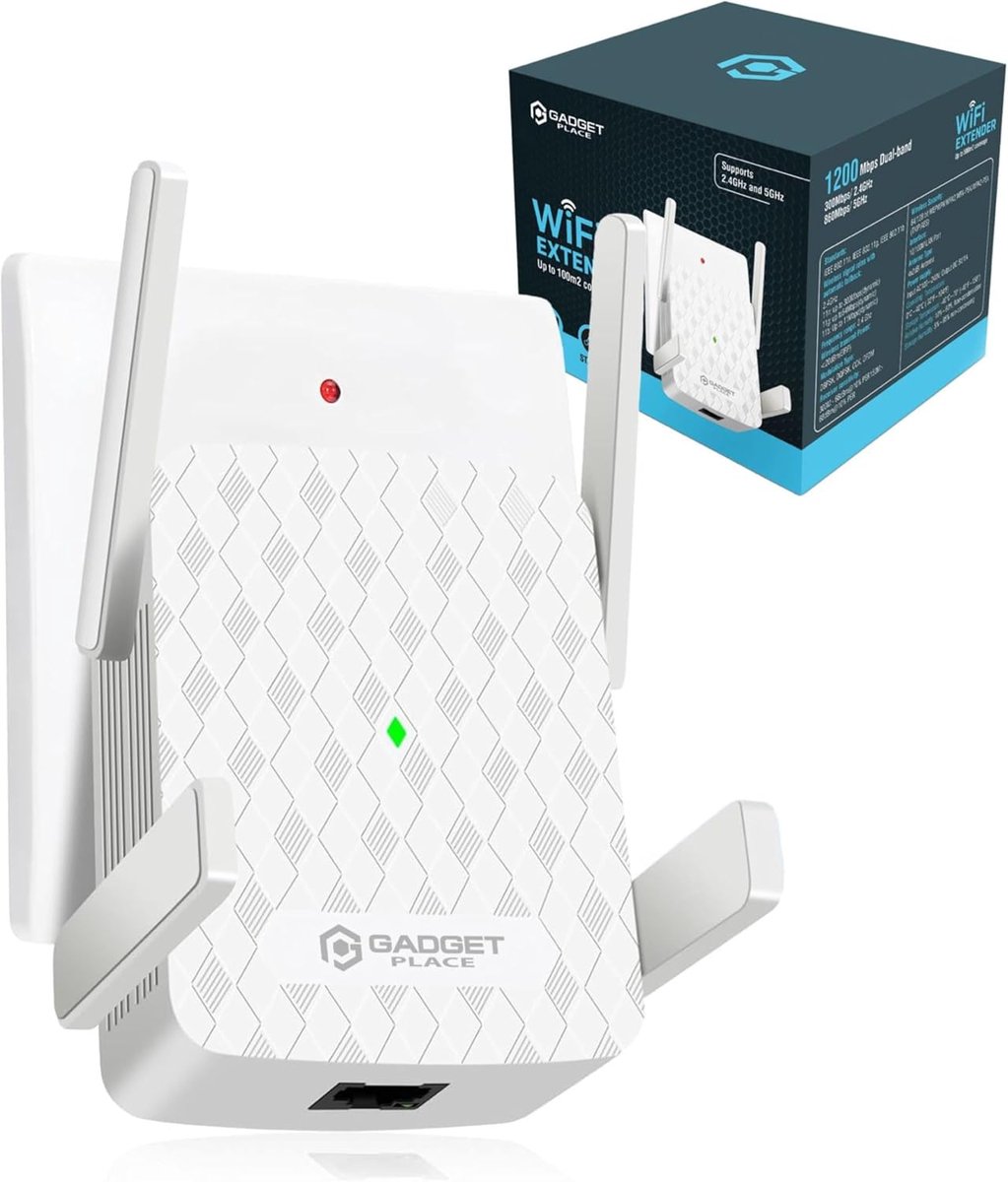WiFi versterker 1200Mbps - Dual Band 5Ghz + 2.4Ghz - WPS knop - Betrouwbare verbinding in huis en tuin - SnelShoppen