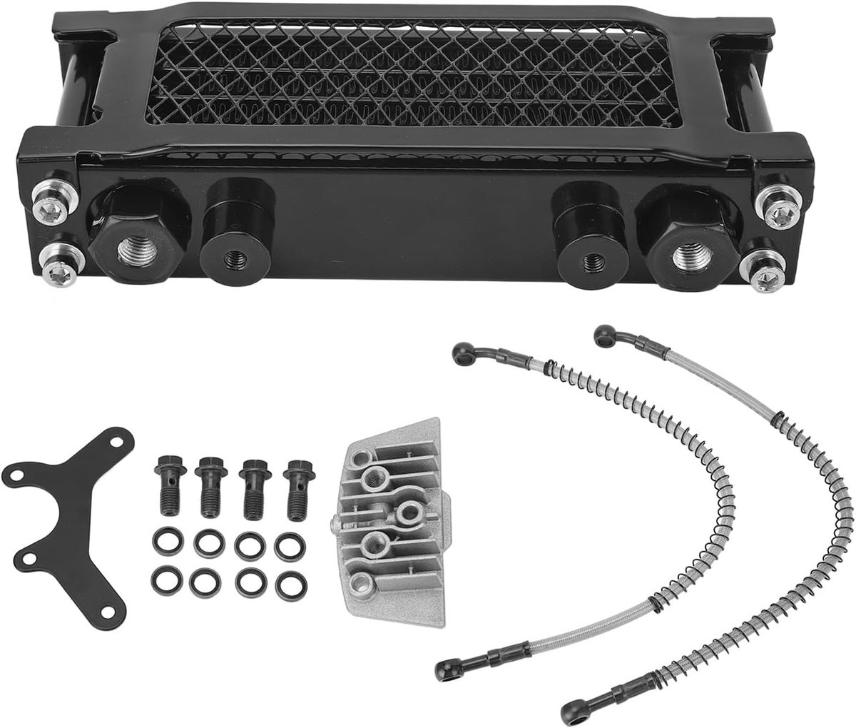 Motoroliekoeler, motoroliekoeler, aluminium, 4 rijen, hoog rendement, vervanging voor aap, 125, tot Dirt Pit Bike (zwart)