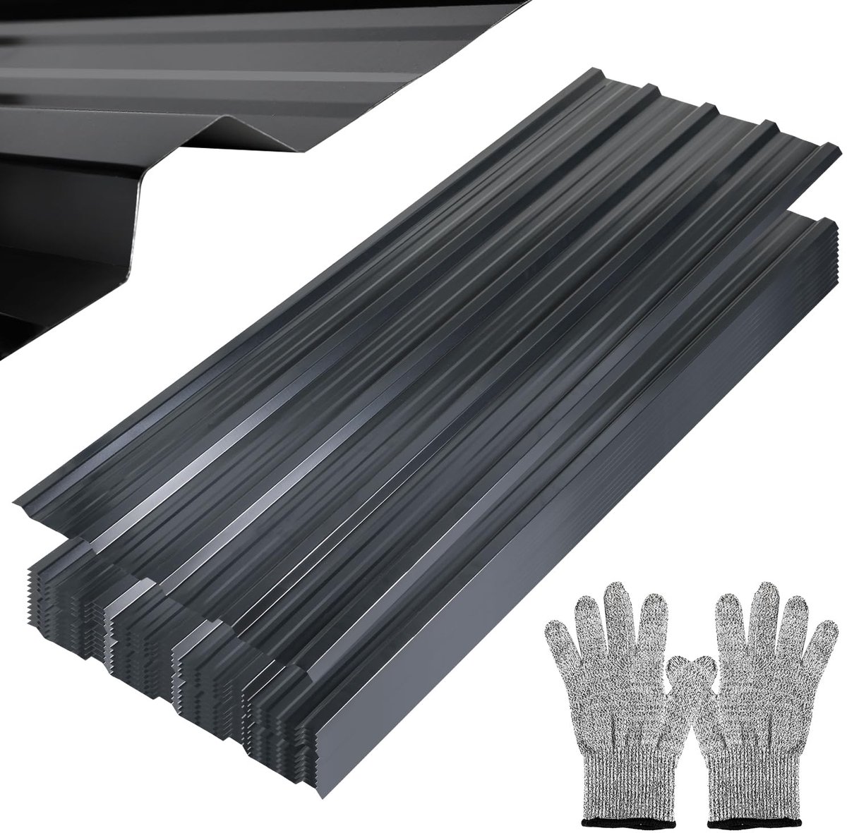 12 stuks trapeziumplaat 129x46cm, 7m² dakplaat profielplaat, verzinkt golfplaat 0,25 mm roestbestendig, met handschoenen, dakplaat golfplaat voor carport, antraciet