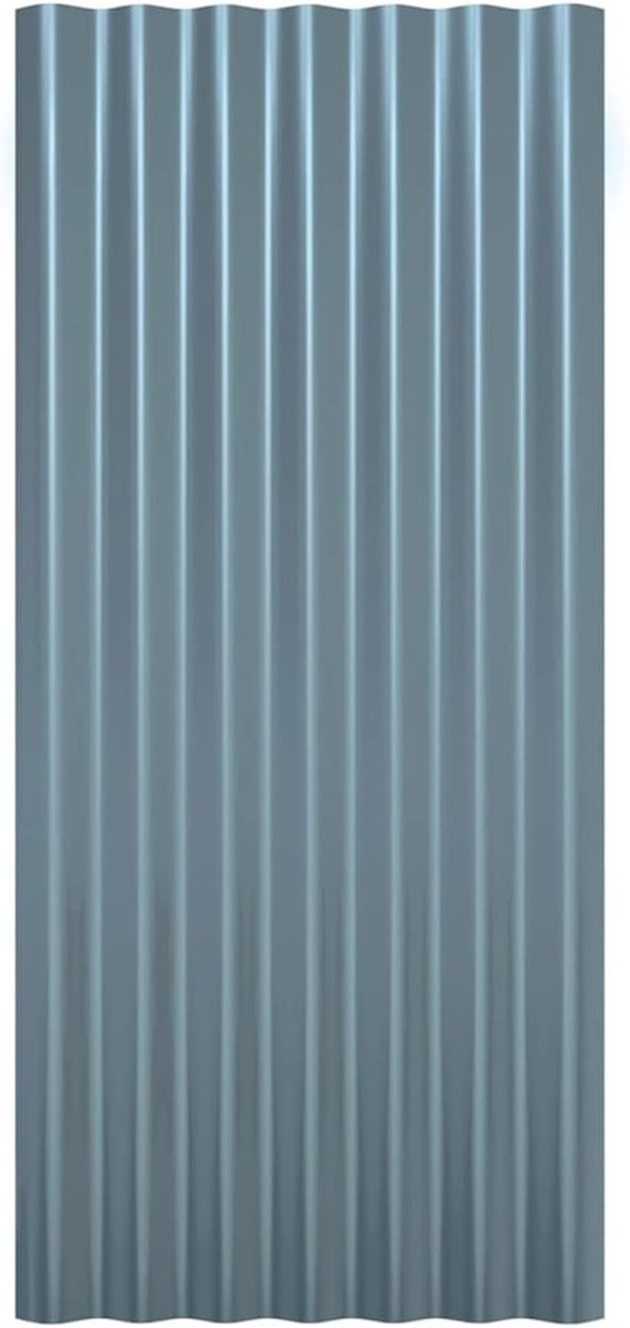Dakpanelen, dakpannen, profielplaat, trapeziumplaat, dakplaat, staalplaat, trapeziumplaten, dakplaten, gepoedercoat staal, grijs, 80 x 36 cm, 12 stuks
