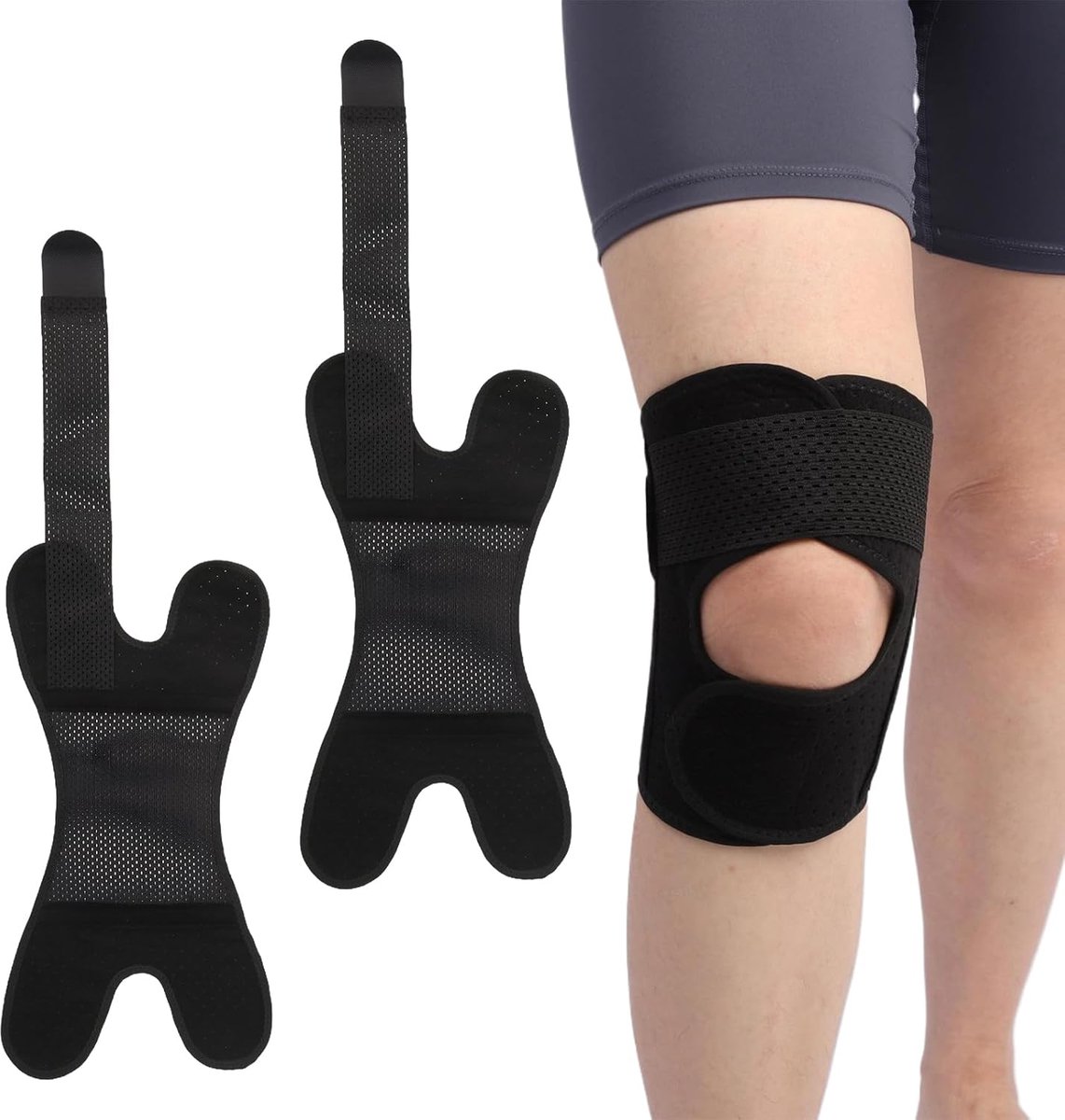 Kniebraces meniscus, geschikt voor mannen en vrouwen, kniebandage, orthese, verlichting van kniepijn, voor hardlopen, meniscusscheuren, wandelen, sport (Xl)