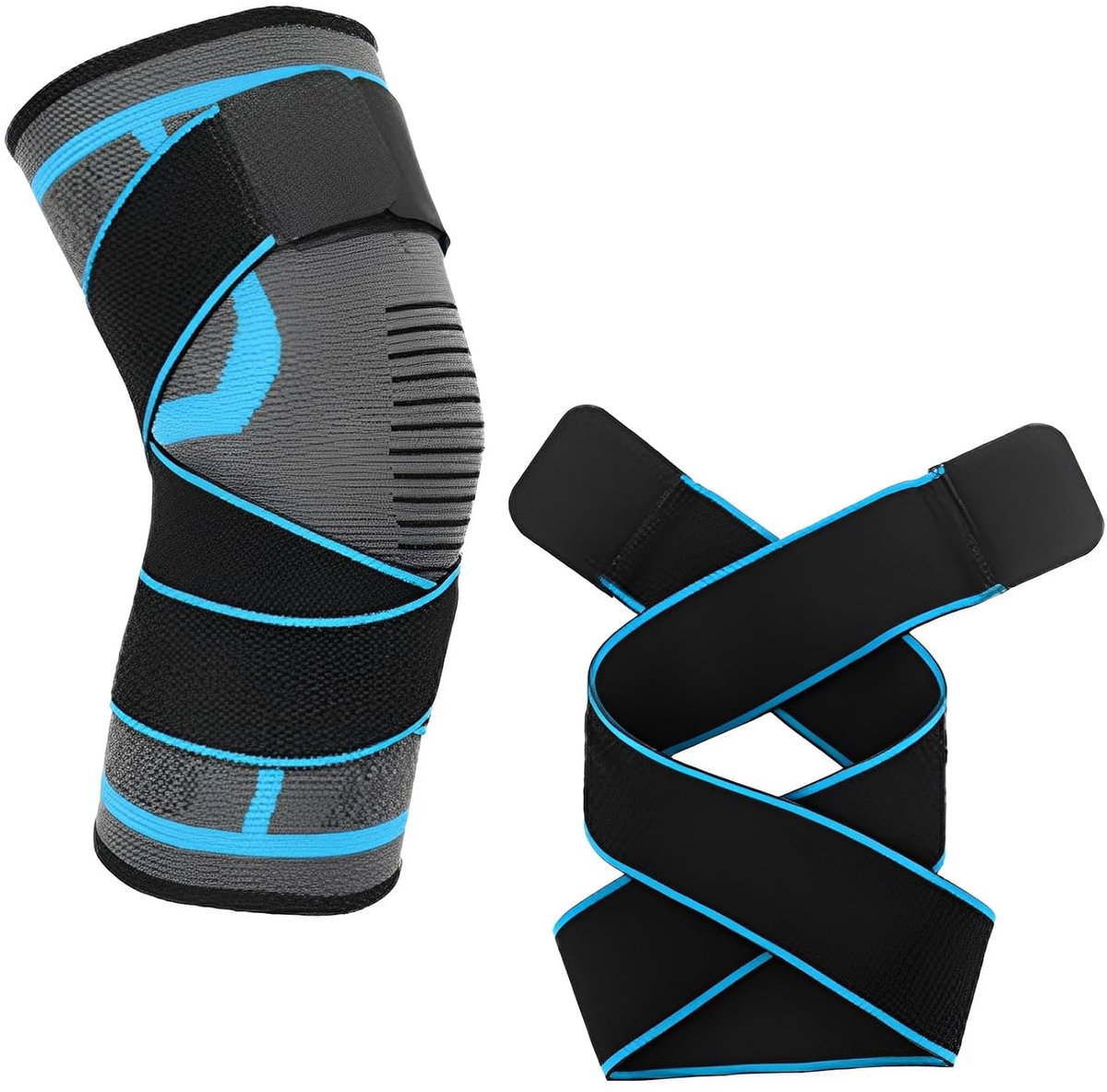 Kniebrace met verstelbare riem, ademend en comfortabel, geschikt voor hardlopen, fitness, krachttraining en fietsen, kniebrace, meniscus kniebandage