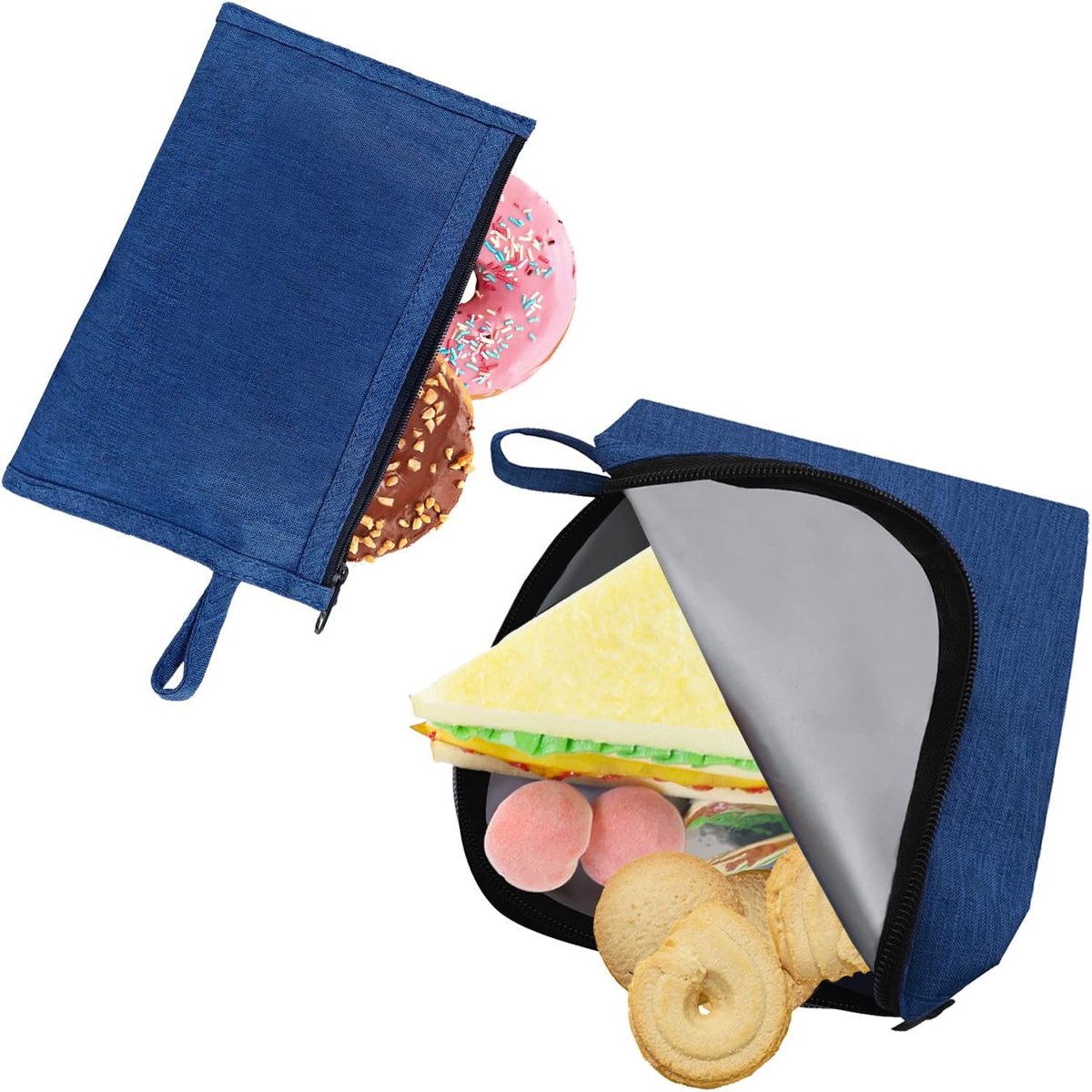 Herbruikbare boterhamzak en snackzakken voor volwassenen, vaatwasmachinebestendige snacks lunchzakje doos multifunctionele ritszakken, make-uptassen, lunchbox school (2 stuks, voedselveilige