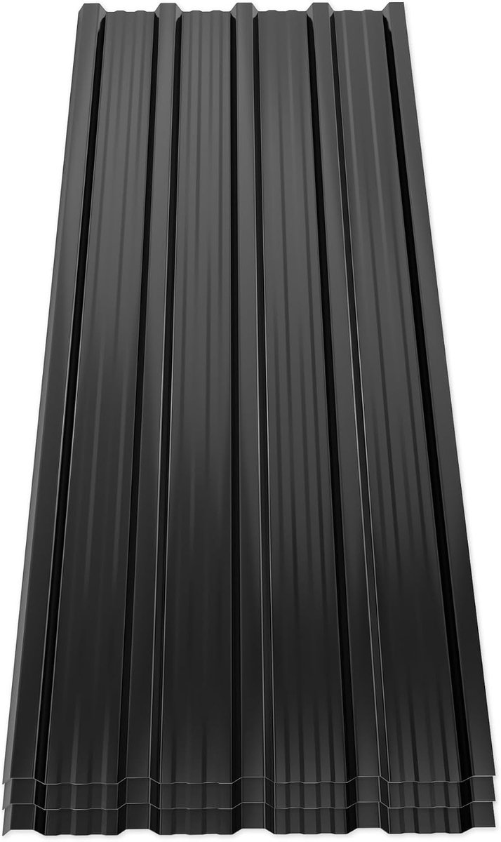 14 stuks dakplaten, metalen golfplaten 7 m², 110 x 46 cm, gegalvaniseerd staal, trapeziumvormig gegroefd dak voor garage, carport, schuur, kaskennels, zwart