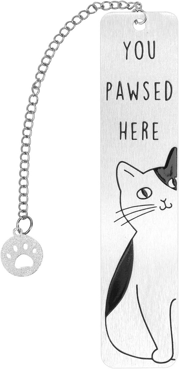 Lasuroa Kattenbladwijzer, Schattige Bladwijzer van Zinklegering voor Vrouwen en Mannen Zilverzwarte Boekencadeaus Boekaccessoires voor Kattenliefhebbers