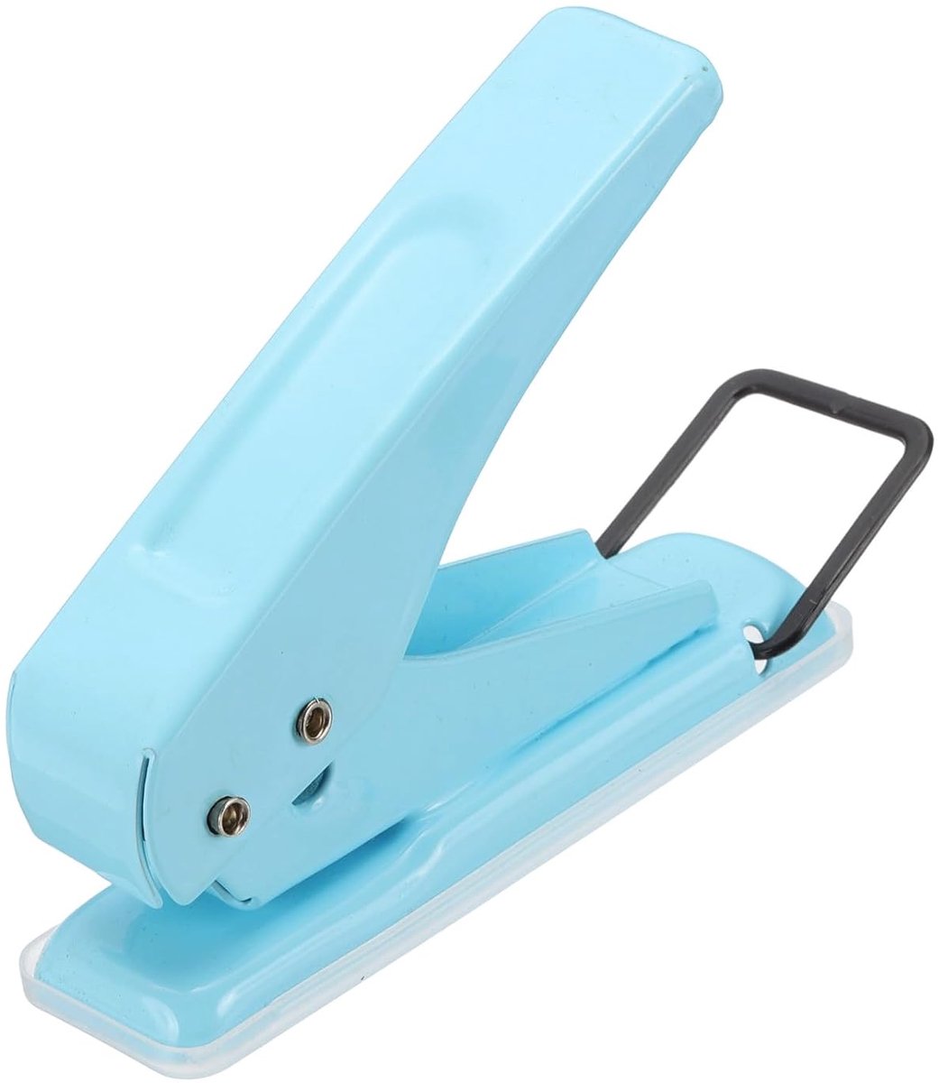 1/4 inch eengats pons, hand gehouden perforator van metaal voor etiketten DIY knutselen scrapbook ticket, blauw