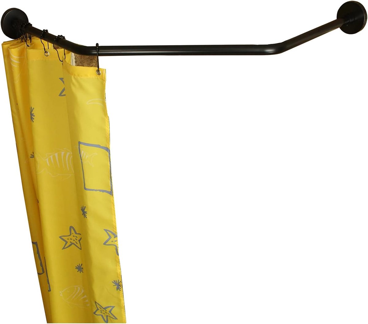 304 roestvrij staal L-vormige badkamer badkuip hoek douchegordijn rail rek (zwarte diamant, lengte aan beide zijden: 43-65 cm, middelste breedte: 51-66 cm)
