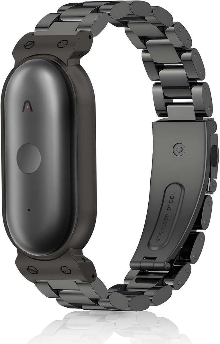 Stalen reservearmband met houder, compatibel met Plaud NotePin & NotePin S dicteerapparaat, zakelijk, uniseks, accessoire-band voor draagbare AI-recorder, voor dames en heren