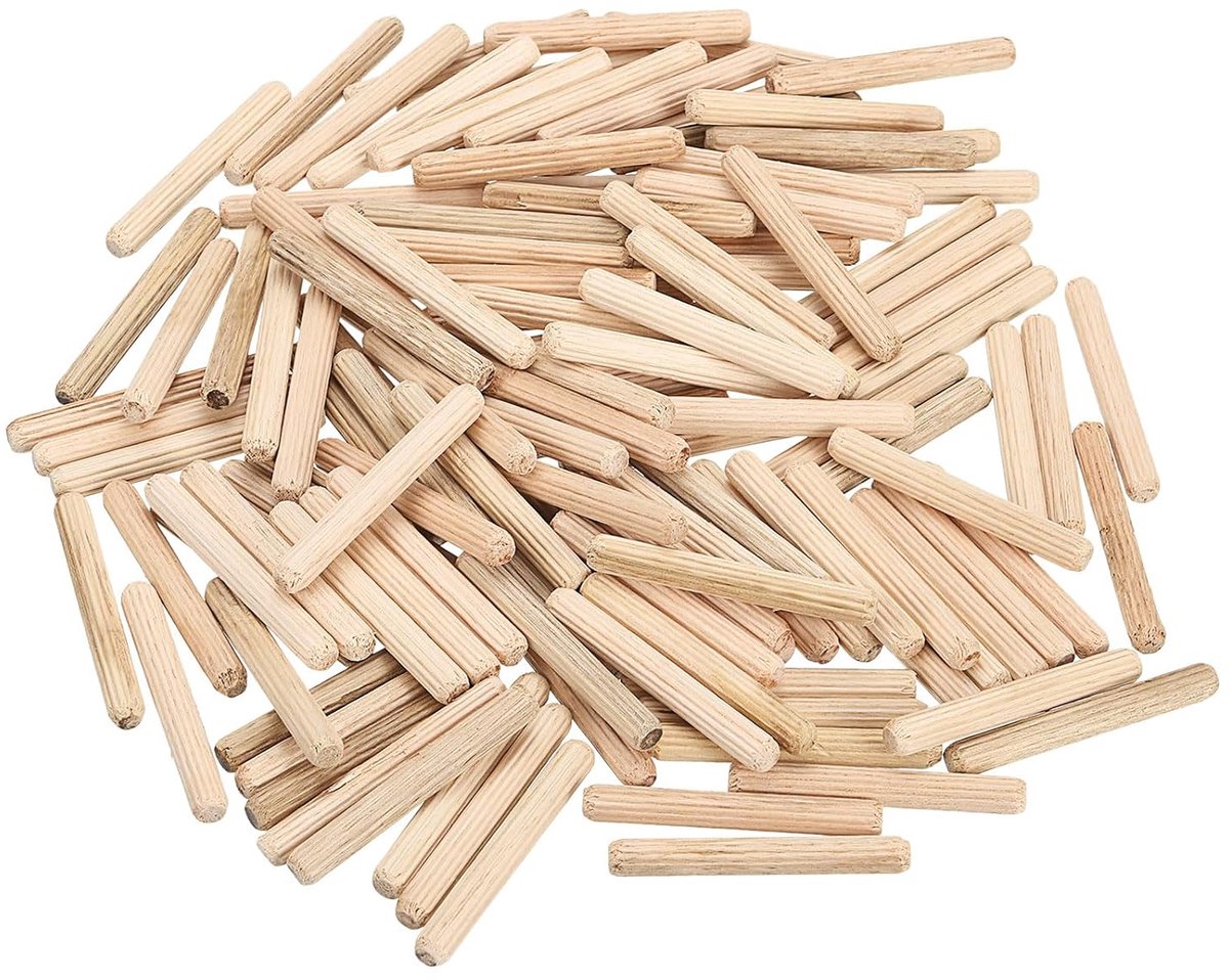 100 stuks 1/4 inch x 1-3/4 inch houten deuvelstiften, houten plugstangen, meubelhouten verbindingsstiften, houten pluggen voor handwerk, doe-het-zelfprojecten