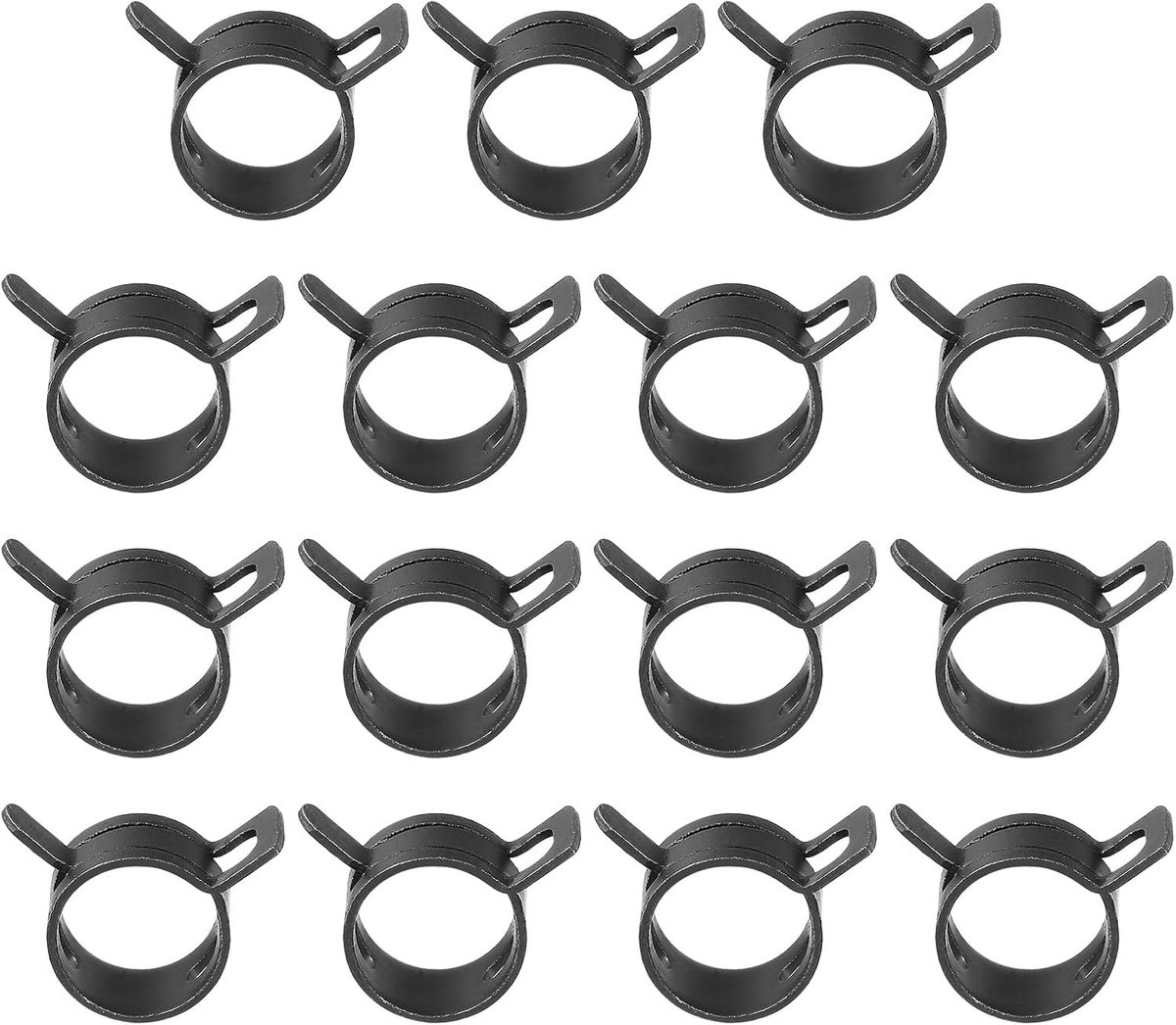 Veerband slangklemmen voor 16-18 mm OD-slang, 15 stuks siliconen vacuüm constante spanning bandclips voor brandstofleiding, siliconen luchtslang, waterpijp, zwart