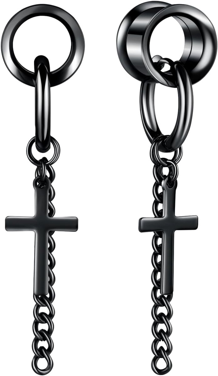 Tunnel met hanger, kruisvormige dubbele uitlopende tunnel, 1 paar expanderpiercing, sieraad voor vrouwen en mannen, 6 mm-20 mm