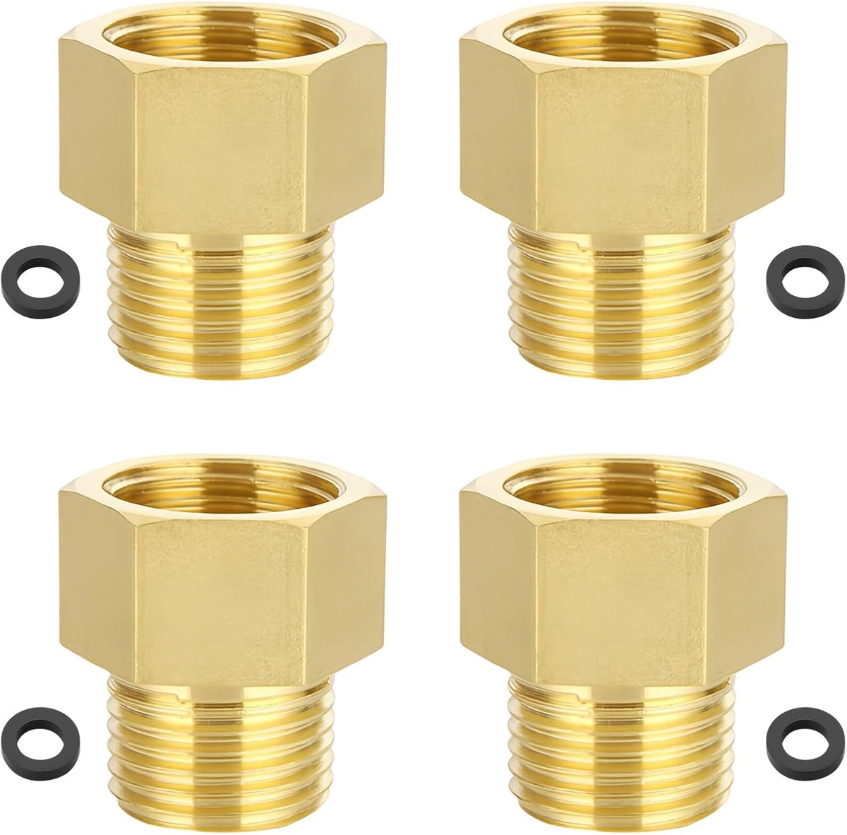 4 stuks propaangasadapters voor gasfornuis, messing gasfornuis, overgangsadapter, 1/4 tot 3/8 inch snelle gasadapter-aansluitingen, met afdichting, voor gasfornuis, boiler
