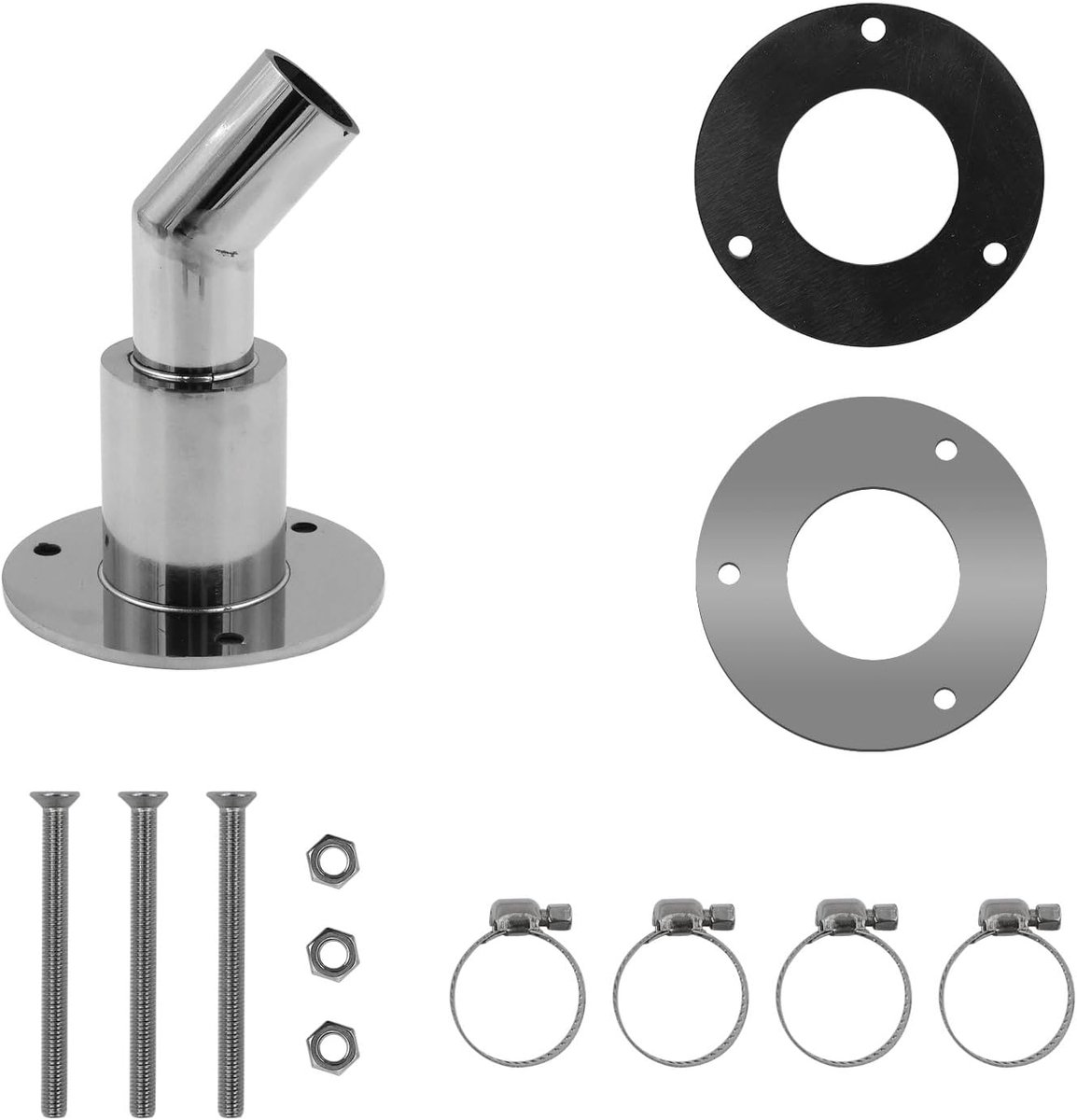 romp uitlaat huidaanpassing 24 mm roestvrij staal 316 staande verwarming uitlaat boot dieselverwarming staande verwarming uitlaatpijp uitlaat boot accessoires met klemklem (gebogen)