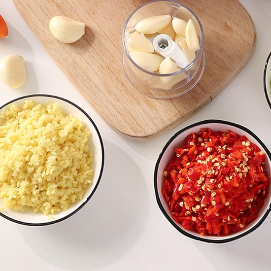 Handmatige Knoflook Chopper - Keukenmachine Mini Chopper - Snel Ingrediënten Snijden - Handslinger Bediening — afbeelding 2
