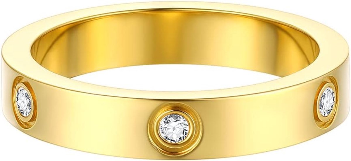Ringen gegraveerde liefde vriendschap band roestvrij staal/zwart/verguld Cubic Zirconia belofte ring maat J 1/2-V 1/2 (geschenkdoos verzenden)