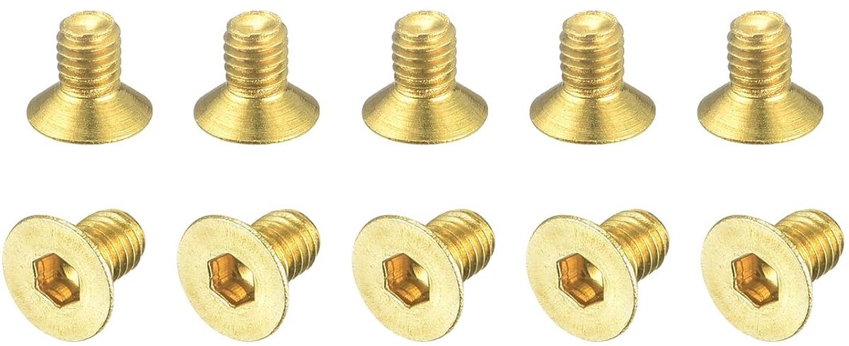 Platte kopschroeven met binnenzeskant, M3-0,5 x 5 mm, bevestigingsschroeven met binnenzeskantgeleiding van messing, 48 stuks