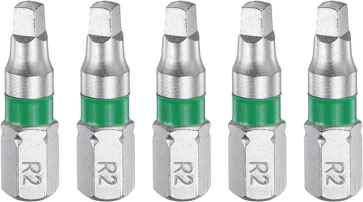 5 stuks vierkante schroevendraaierbit SQ2 1/4 inch zeskantschacht 25 mm lengte magnetische 4-punts kop zeskantbits S2 staal elektrische schroevendraaierbit